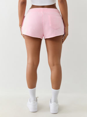 True Religion Big T Dolphin Hem Shorts Candy Pink-True Religion