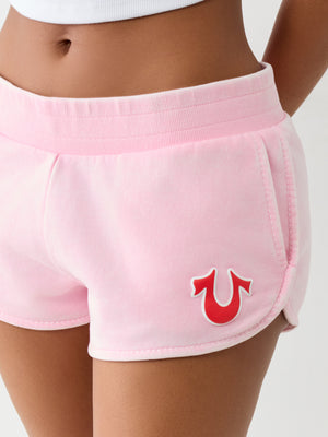 True Religion Big T Dolphin Hem Shorts Candy Pink-True Religion