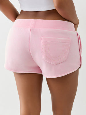 True Religion Big T Dolphin Hem Shorts Candy Pink-True Religion