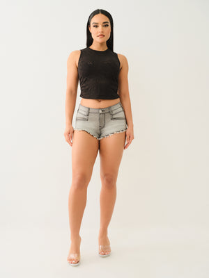 True Religion Sleeveless Burnout Tank Jet Black-True Religion