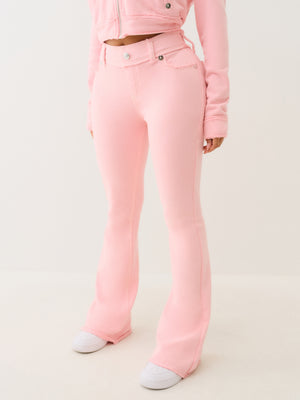 True Religion Raw Edge Big T Boot Track Pant Candy Pink-True Religion