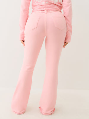 True Religion Raw Edge Big T Boot Track Pant Candy Pink-True Religion