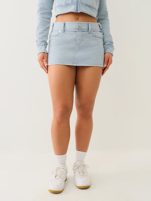 True Religion Wash Raw Edge Big T Mini Skirt Pacific Coast-True Religion