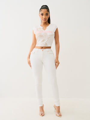 True Religion Jennie Mr Curvy Skinny Flap Optic White-True Religion