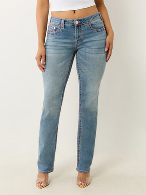True Religion Billie Mid Rise Straight Big T California Poppy-True Religion