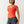 True Religion Half Zip Cap Sleeve Rib Top Flame Scarlet