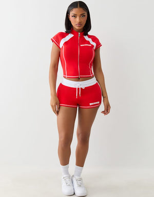 True Religion French Terry Ss Zip Up Jkt Red / White