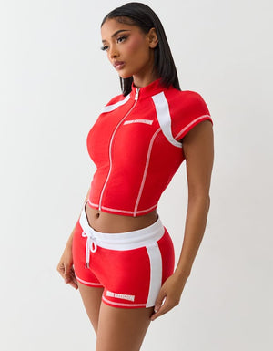 True Religion French Terry Ss Zip Up Jkt Red / White