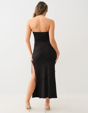 True Religion Strapless Rib Maxi Dress Jet Black