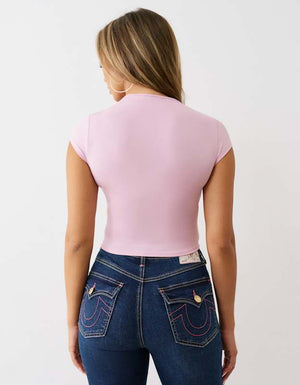 True Religion Front Twist Cap Sleeve Top Fragrant Lilac