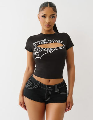 True Religion Sporty Frnt Cut Out Top Jet Black