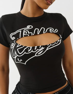 True Religion Sporty Frnt Cut Out Top Jet Black