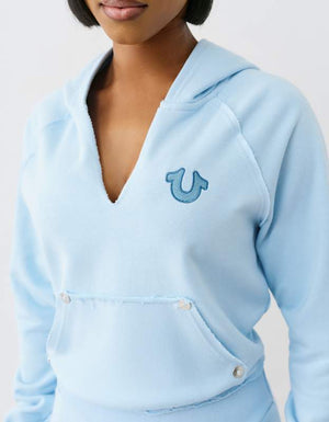 True Religion Tr Terry V Notch Hoodie Cerulean Blue