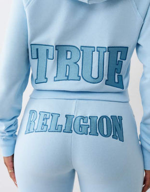 True Religion Tr Terry V Notch Hoodie Cerulean Blue
