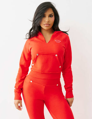 True Religion Tr Terry V Notch Hoodie Flame Scarlet