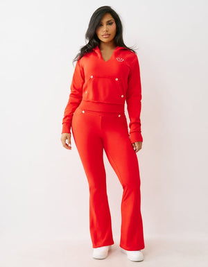 True Religion Tr Terry V Notch Hoodie Flame Scarlet