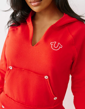 True Religion Tr Terry V Notch Hoodie Flame Scarlet