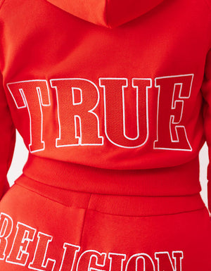 True Religion Tr Terry V Notch Hoodie Flame Scarlet