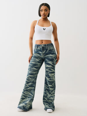 True Religion Crinkle Wash Katrina Hr Flare Lagoon Azure-True Religion