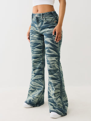 True Religion Crinkle Wash Katrina Hr Flare Lagoon Azure-True Religion