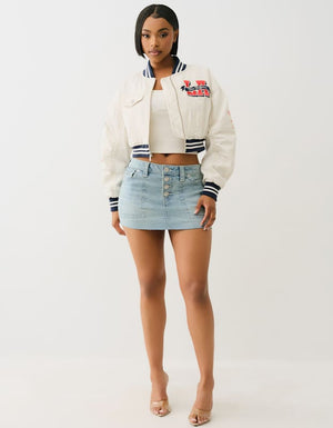 True Religion Varsity Bomber Jacket Winter White