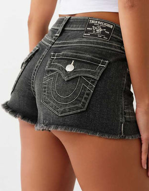 True Religion Button Up Mr Shorts Flap Lagoon Mist