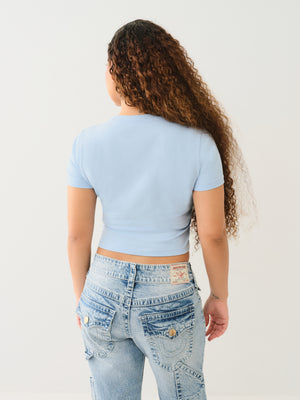 True Religion Crystal Wing Ss Baby Tee Cerulean Blue-True Religion