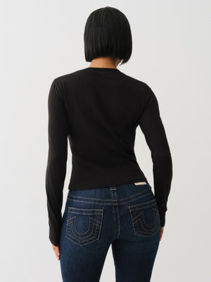 True Religion Printed Tr Keyhole Ls Top Jet Black-True Religion