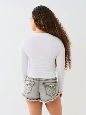 True Religion Printed Tr Keyhole Ls Top Optic White-True Religion