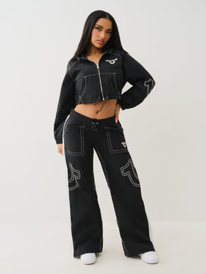 True Religion Tr Big T Nyln Track Pants Jet Black-True Religion