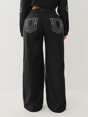 True Religion Tr Big T Nyln Track Pants Jet Black-True Religion