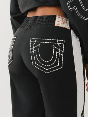 True Religion Tr Big T Nyln Track Pants Jet Black-True Religion