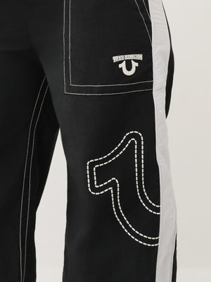 True Religion Tr Big T Nyln Track Pants Jet Black-True Religion