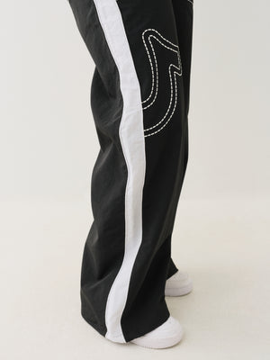 True Religion Tr Big T Nyln Track Pants Jet Black-True Religion