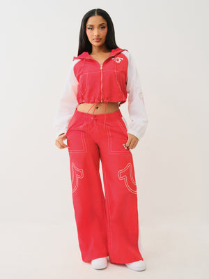 True Religion Tr Big T Nyln Track Pants Flame Scarlet-True Religion