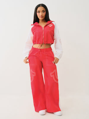 True Religion Tr Big T Nyln Track Pants Flame Scarlet-True Religion