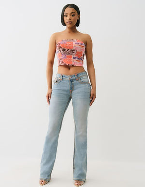 True Religion Printed Mesh Tube Top Patch Multi