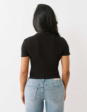 True Religion Crystal Leopard Baby Tee Jet Black