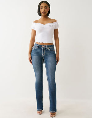 True Religion  Lettuce Hem Off Shoulder Top Optic White