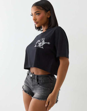 True Religion Embroidered Buddha Tee Jet Black
