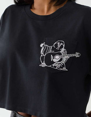 True Religion Embroidered Buddha Tee Jet Black