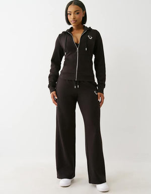 True Religion Lurex Buddha Zip Up Hoodie Jet Black