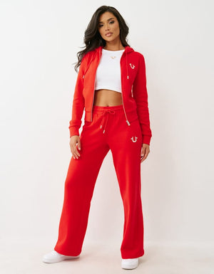 True Religion Lurex Buddha Zip Up Hoodie Flame Scarlet