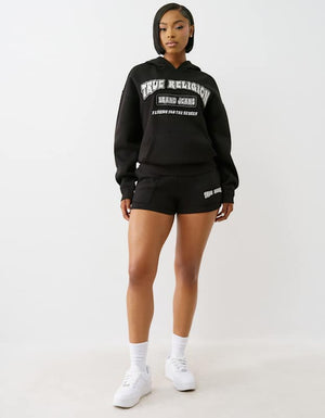 True Religion Patched Boyfriend Hoodie Jet Black