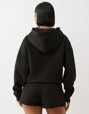 True Religion Patched Boyfriend Hoodie Jet Black