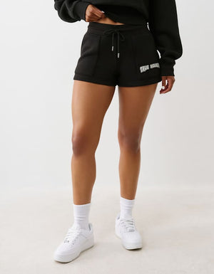 True Religion Patched Lounge Shorts Jet Black
