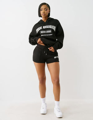 True Religion Patched Lounge Shorts Jet Black