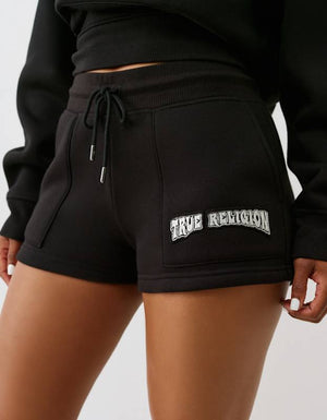 True Religion Patched Lounge Shorts Jet Black