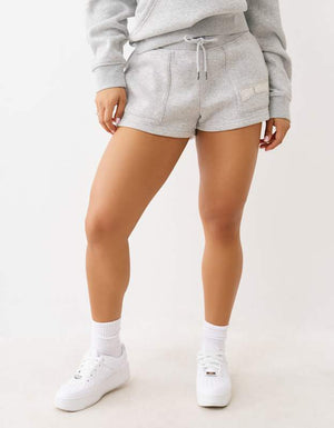 True Religion Patched Lounge Shorts Heather Grey