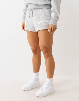 True Religion Patched Lounge Shorts Heather Grey